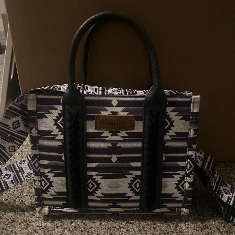 Wrangler Black and Gray Geometric Tote